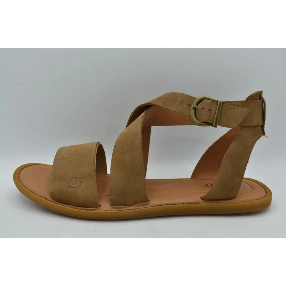 Born Womens‎ Size 9 Neil Gladiator Taupe Suede Sandals Shoes